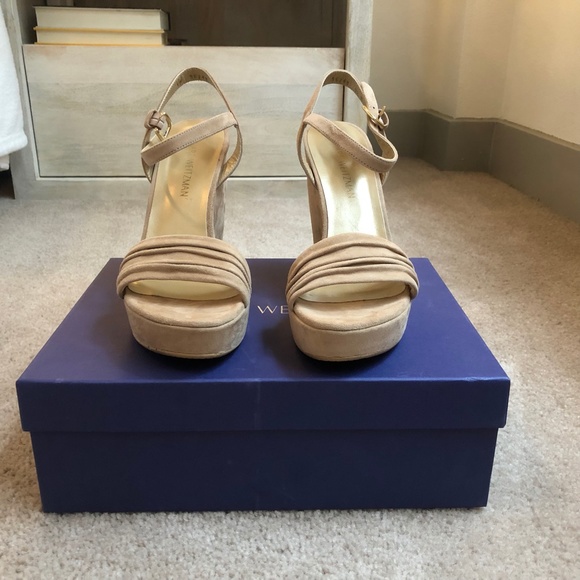Stuart Weitzman Suede Wedge Sandals - Picture 5 of 13